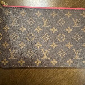 Authentic Louis Vuitton Brown, Gold and Pink Monogram Pouch